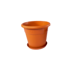 Round Flowerpot, Sterk, model number 2, brown color, plate included